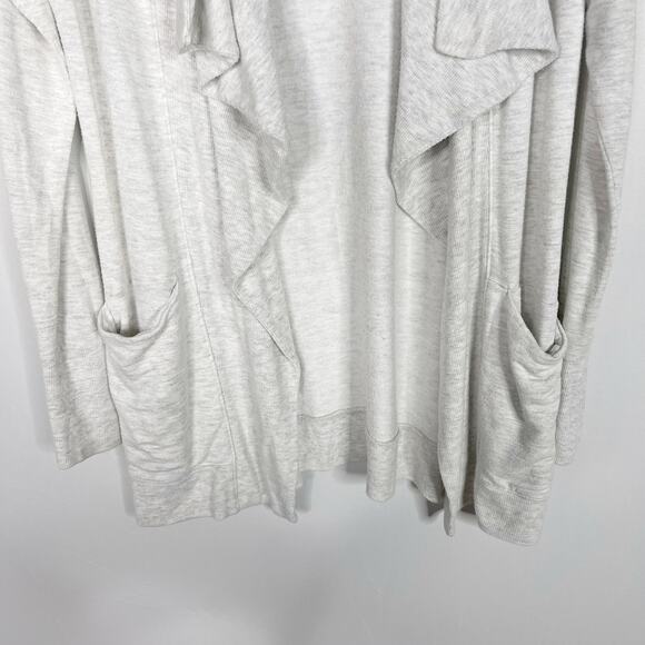 Athleta Small S Light Gray Studio Yoga Wrap Cardigan Sweater Draped Front Modal - Picture 5 of 12
